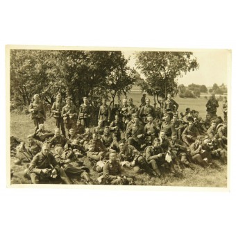 Duitse soldaten poseren tijdens de rest tijdens de training van het bedrijf. Pre-War Time.. Espenlaub militaria
